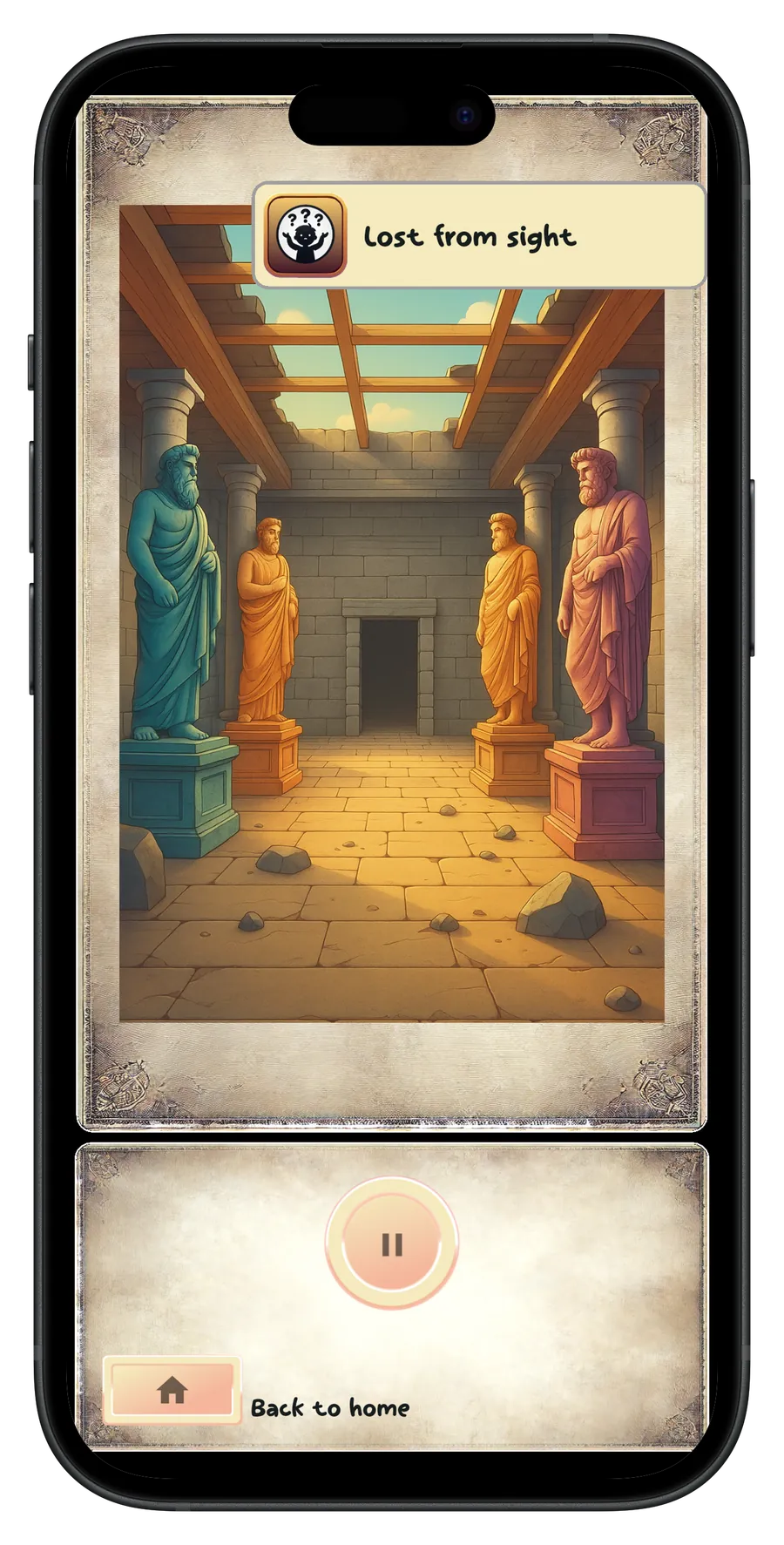 Vue d'un choix narratif et des objets collectés dans YouTale Kids.